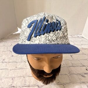 VINTAGE 90’S ALL OVER MAP PRINT BLUE/WHITE/BLACK TRUCKERS HAT GRUNGE SNAPBACK